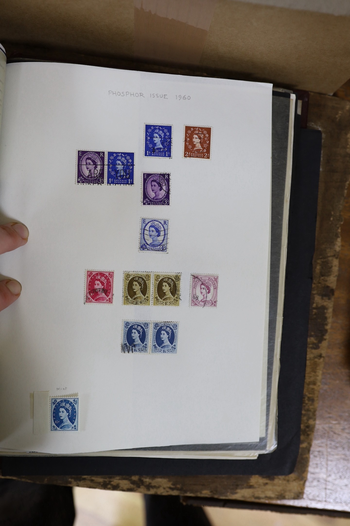 Four stamp albums: Great Britain and Brith Commomwealth from 1841, 1penny red, browns up to 1970